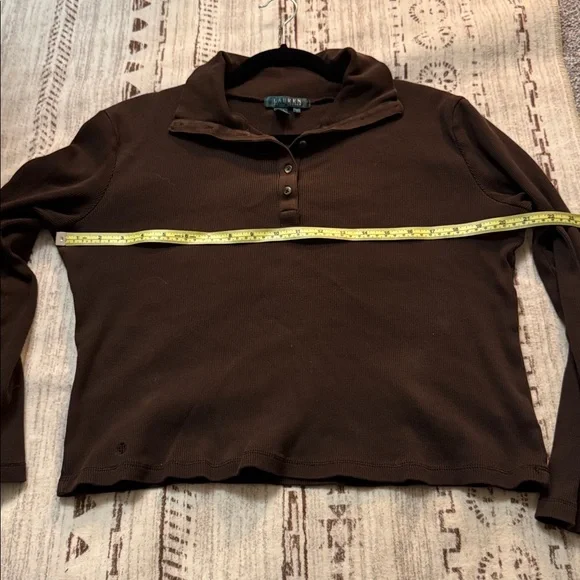 Lauren Ralph Brown Collar Top with Buttons - Picture 6 of 7